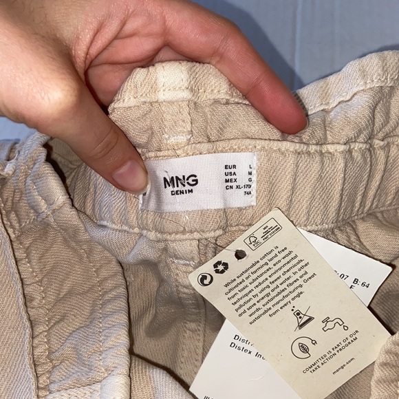 Mango | paper bag shorts raw hem with belt - Picture 5 of 8